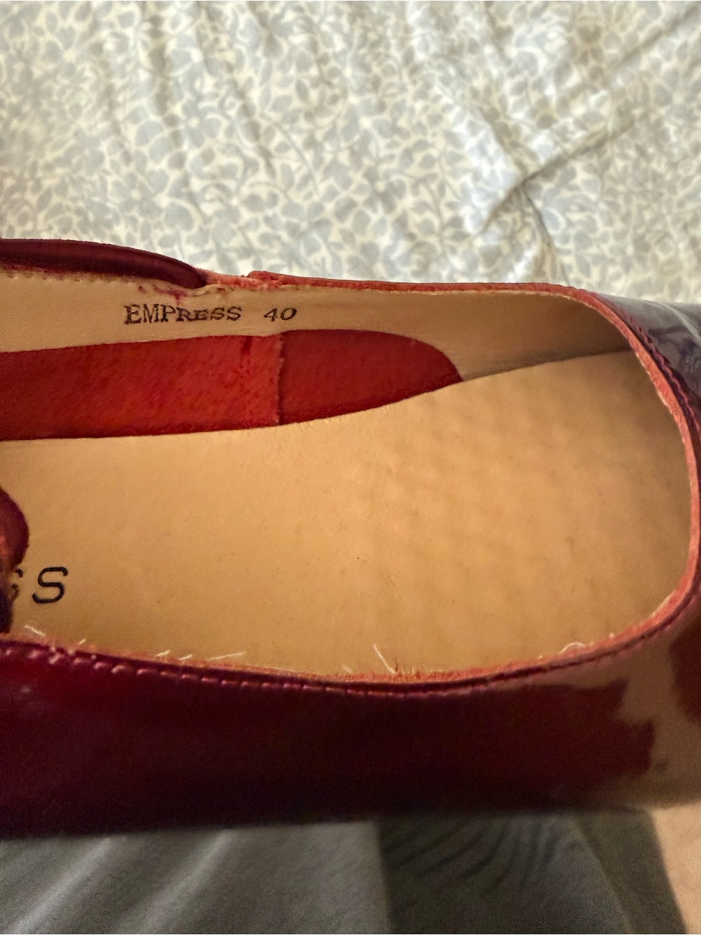 Women's Burgundy Patent Mary Jane Loafers - Picture 5 of 5